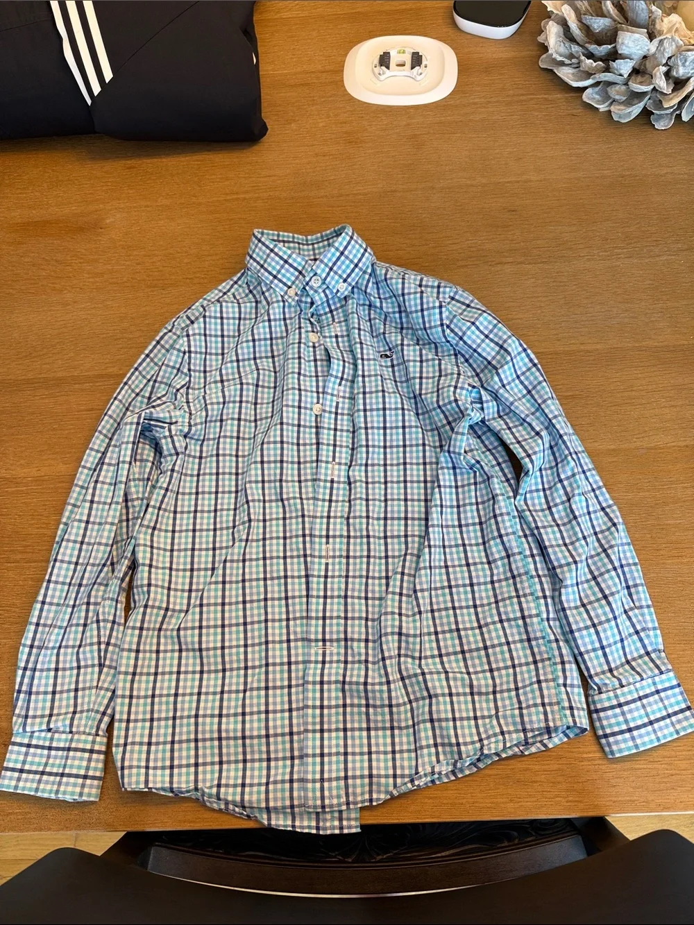 Vineyard Vines Boys Blue Green Plaid Button-Down Shirt